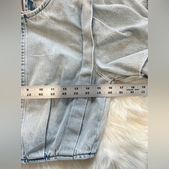 Zara Balloon Sleeve Denim Top Size XS - Picture 4 of 6